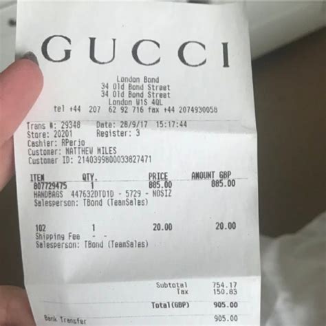 receipt gucci